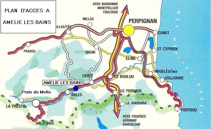 plan d'accès à Amélie Les Bains